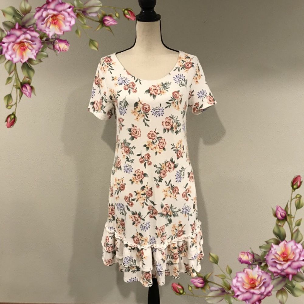 Short sleeve floral midi dress
